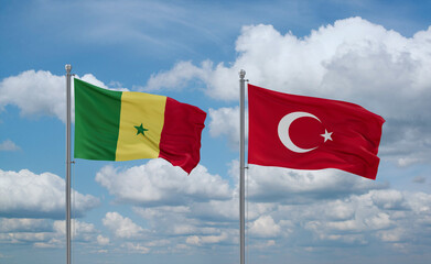 Turkey and Senegal flags, country relationship concept
