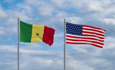 USA and Senegal flags, country relationship concepts