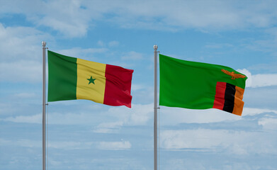 Zambia and Senegal flags, country relationship concept