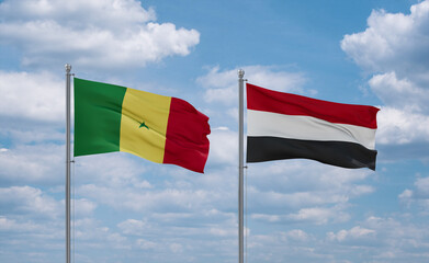 Yemen and Senegal flags, country relationship concept