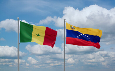 Venezuela and Senegal flags, country relationship concept