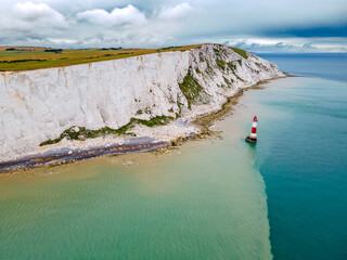 Beachy Head and lighthouse in East Sussex, England