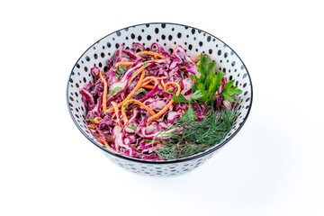 cole slaw salad with red cabbage on a white background for a food delivery site 1