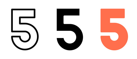 Letter five icon set vector illustration