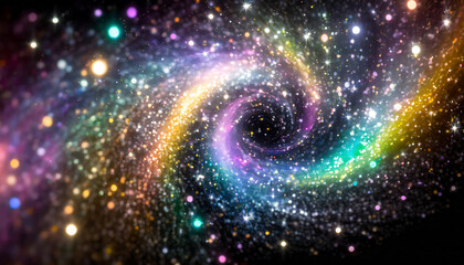 glittering galaxy spin shimmering rainbow fairy dust generative ai - obrazy, fototapety, plakaty