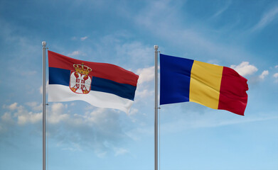 Chad and Serbia flags, country relationship concept
