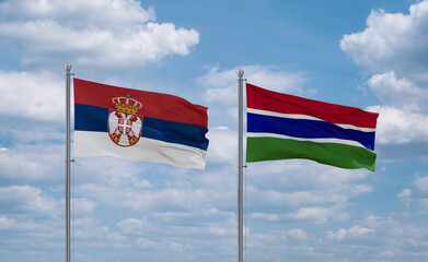 Gambia and Serbia flags, country relationship concept
