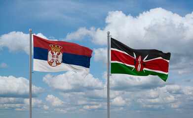 Kenya and Serbia flags, country relationship concept