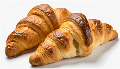 pair of croissants isolated on white background