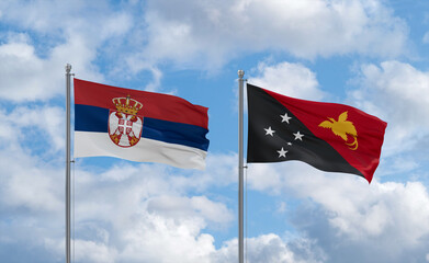 Papua New Guinea and Serbia flags, country relationship concept