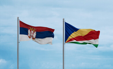 Seychelles and Serbia flags, country relationship concept