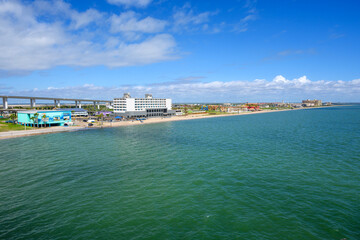 The coast in Corpus Christi with a beautiful North Beach. Texas, USA