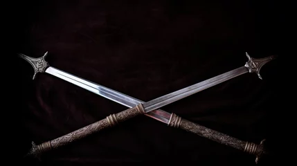 Fotobehang long swords raised side by side © medienvirus