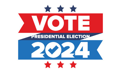 Fototapeta na wymiar Presidential Election 2024 in United States. Vote day, November 5. US Election. Patriotic american element. Poster, card, banner and background. Vector illustration