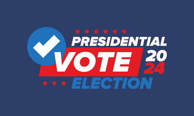 Presidential Election 2024 in United States. Vote day, November 5. US Election. Patriotic american element. Poster, card, banner and background. Vector illustration