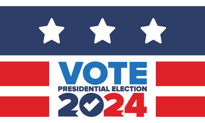 Presidential Election 2024 in United States. Vote day, November 5. US Election. Patriotic american element. Poster, card, banner and background. Vector illustration