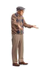 Angry elderly man gesturing with hands