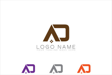A D real estate logo design,Creative property logo design.Alphabet letter icon logo AD