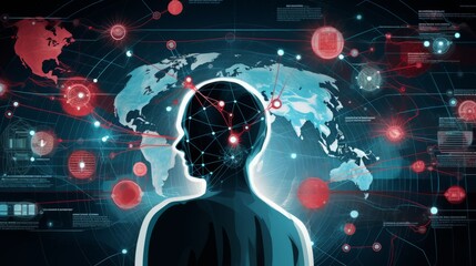 An eye-catching graphic showing a world map, with AI nodes and healthcare symbols, illustrating the global impact of AI on healthcare accessibility. 