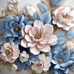 Pastel Flowers: A 3D Rendering of a Floral Arrangement,abstract floral background