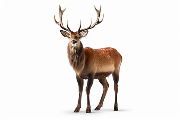 The King of the Forest: A Stunning Image of a Stag with Antlers,deer isolated on white