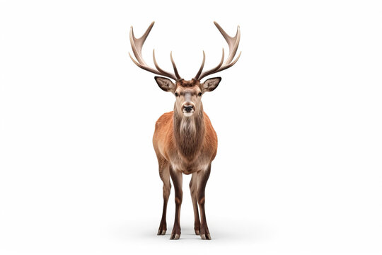 The King of the Forest: A Stunning Image of a Stag with Antlers,deer isolated on white