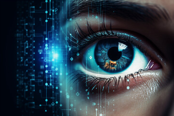 close-up eye, biometric security identify - 669220096