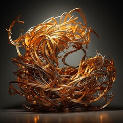 An abstract sculpture made of twisted metal lighting wires Ai generated art
