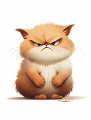 Grumpy cat on white with copy space