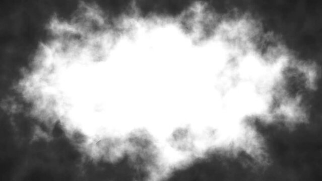 Concept black white polluted clouds with white copy space loop background.