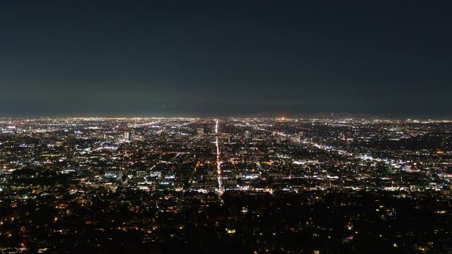 Los Angeles Night Skyline 50ｍｍ from Griffith Park Time Lapse California USA
