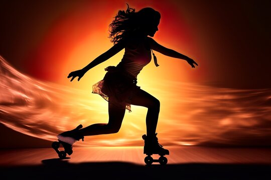 silhouette photo of a girl roller blading 