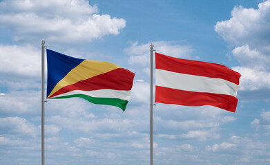 Austria and Seychelles flags, country relationship concept