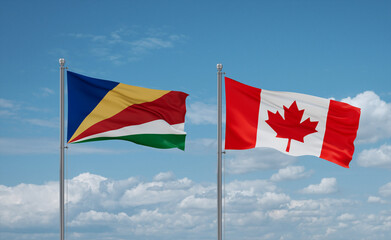 Canada and Seychelles flags, country relationship concept