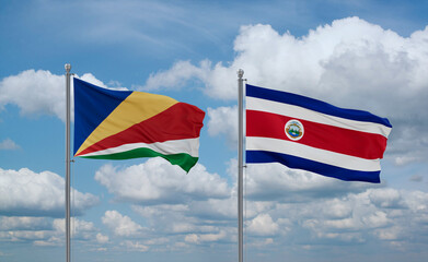 Costa Rico and Seychelles flags, country relationship concept