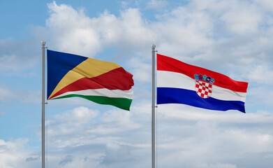 Croatia and Seychelles flags, country relationship concept