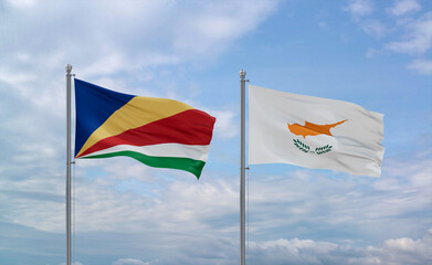 Cyprus and Seychelles flags, country relationship concept