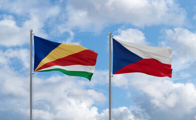 Czech Republic and Seychelles flags, country relationship concept