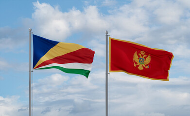 Montenegro and Seychelles flags, country relationship concept