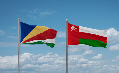 Oman and Seychelles flags, country relationship concept