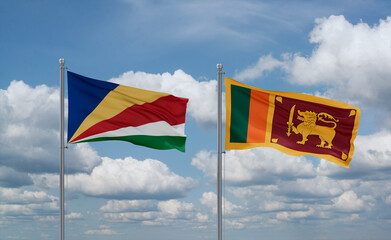 Sri Lanka and Seychelles flags, country relationship concept