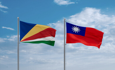Taiwan and Seychelles flags, country relationship concept
