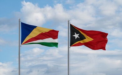 East Timor and Seychelles flags, country relationship concept