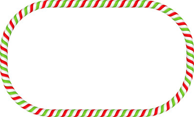 Frame made of candy cane isolated on white background