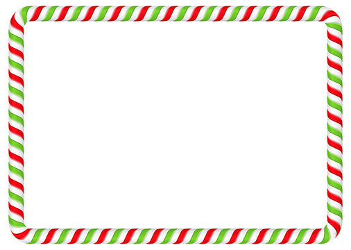 Frame made of candy cane isolated on transparent background