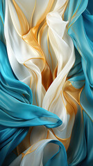 Abstract Blue and Gold Fabric Folds,silk and fabric,silk fabric with a background