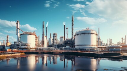 Refinery complex, critical infrastructure buildings, fuel storage - obrazy, fototapety, plakaty