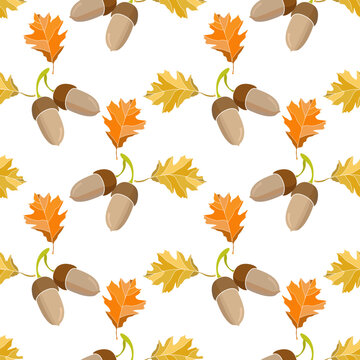 Ornament with autumn motifs. Seamless Pattern. Image on white and colored background. Vector.