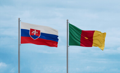 Cameroon and Slovakia flags, country relationship concept