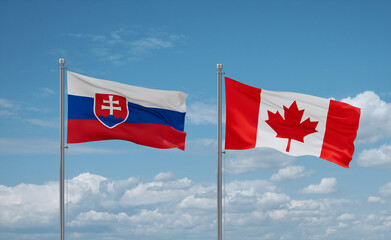 Canada and Slovakia flags, country relationship concept